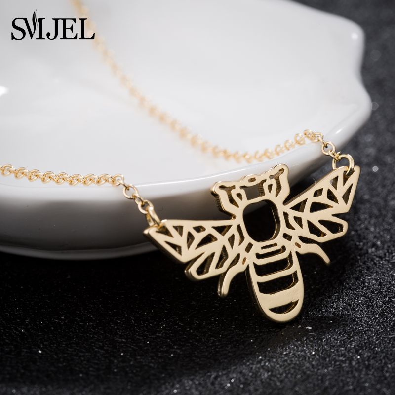 Wild Animal Origami Gold Bee Pendant Necklace /& Pendants Party Honey Bee Accessories Everyday Jewelry Ketting Gift