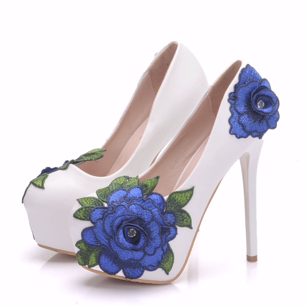 blue flower heels