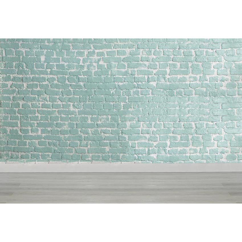 2019 Light Green Brick Wall Photography Backdrops Wood Floor Newborn