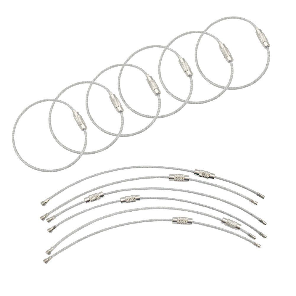 60 Stücke Metalldraht Keychains Kabel Keyrings 1.5 mm Schlüsselring-Schleifen mit Edelstahl-Verbindungsstück für das Wandern der Gepäck-Identifikations-Umbauten 60 Stücke Metalldraht Keychains Kabel Keyrings 1.5 mm Schlüsselring-Schleifen mit Edelstahl-Verbindungsstück für das Wandern der Gepäck-Identifikations-Umbauten