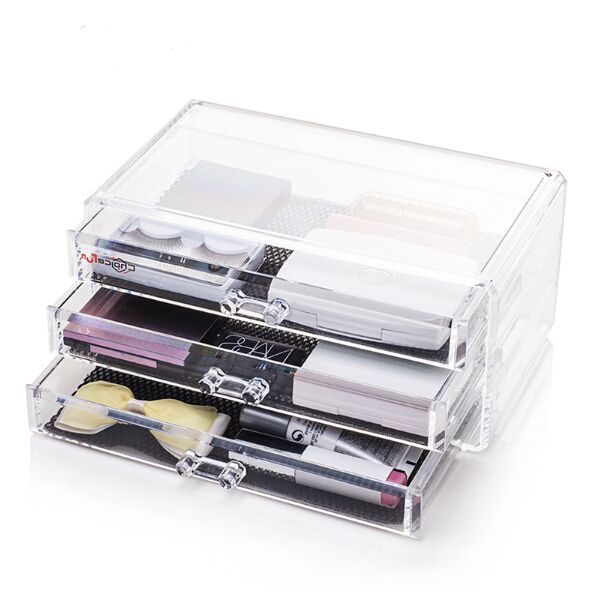 2019 Clear Make Up Storage Box Acrylic Makeup Organizer 3 Drawers