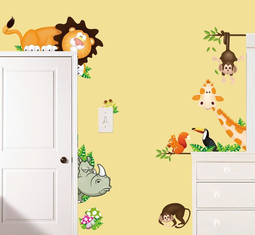 Wild Animal Mural Vinyl Wall Decals Sticker Kids Baby Nursery Room Decor ER