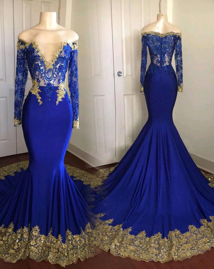 blue and gold evening gown