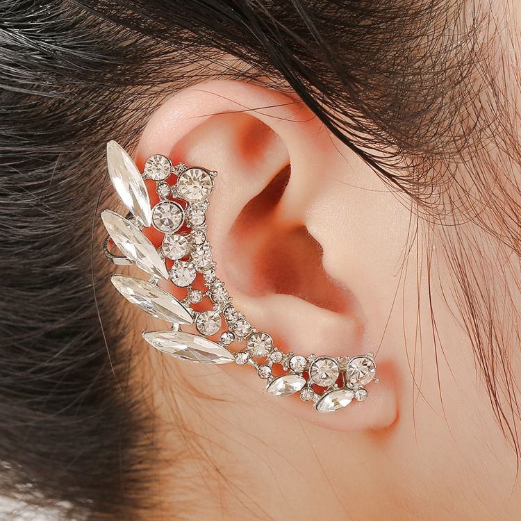 Fashion Clear Crystal Ear Cuff Pendientes Del Partido de Las Mujeres Oro / Color Lindo