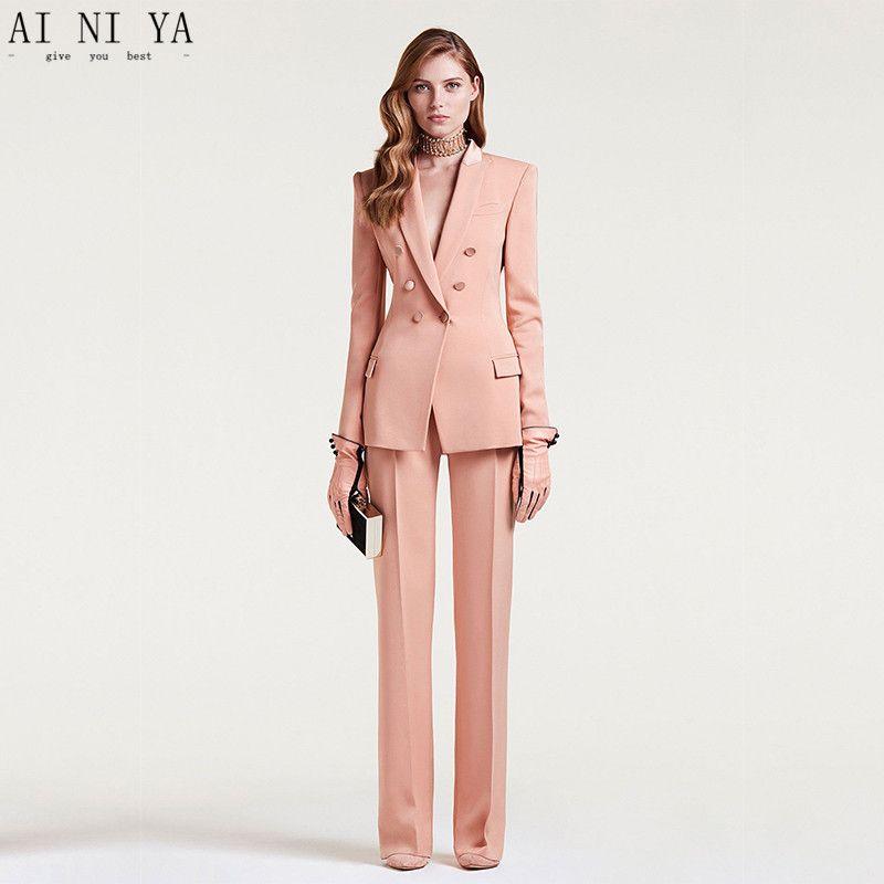 Compra Chaqueta + Pantalones Traje De Negocios Femenino Femenino Oficina  Uniforme Ladies Pantalón Formal Traje Doble Breasted TUXEDO TUXEDO  PERSONALIZADA Barato | Entrega Rápida Y Calidad | DHgate Spain \u0026 Mexico