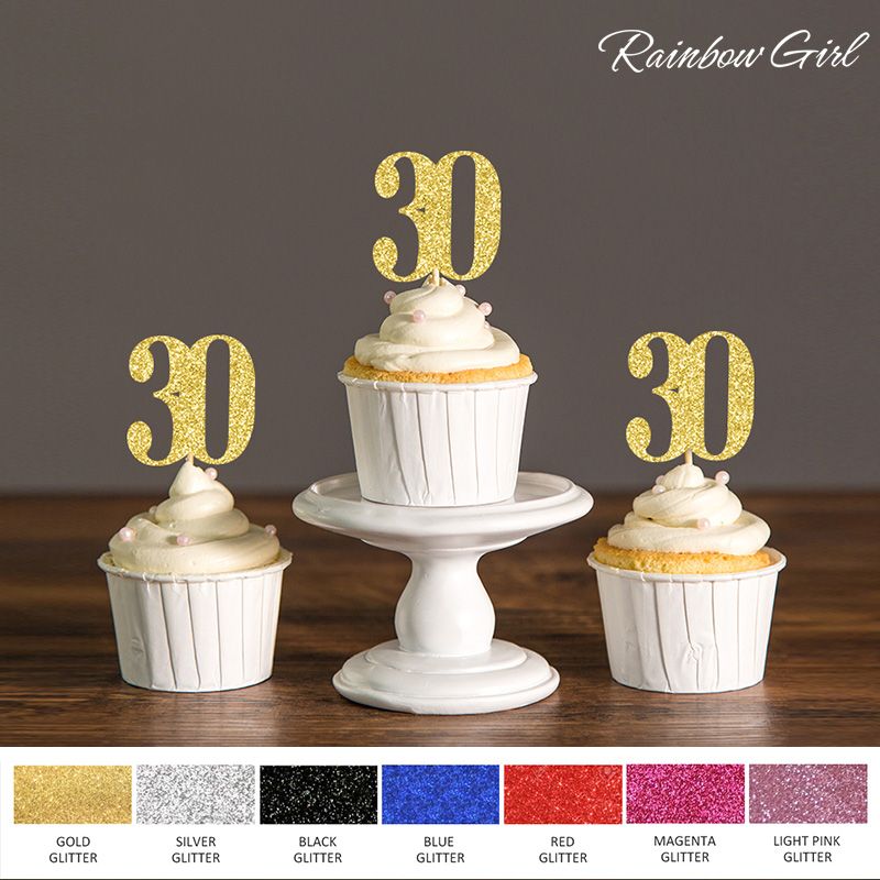 Thirty Birthday Decorations 30th Cupcake Toppers Food Picks