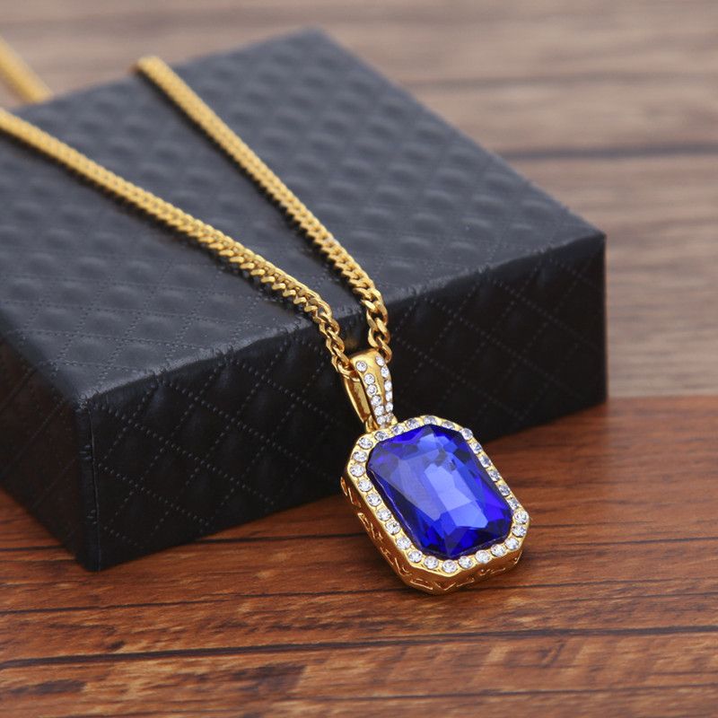 Gold Blue with Cuban Chain