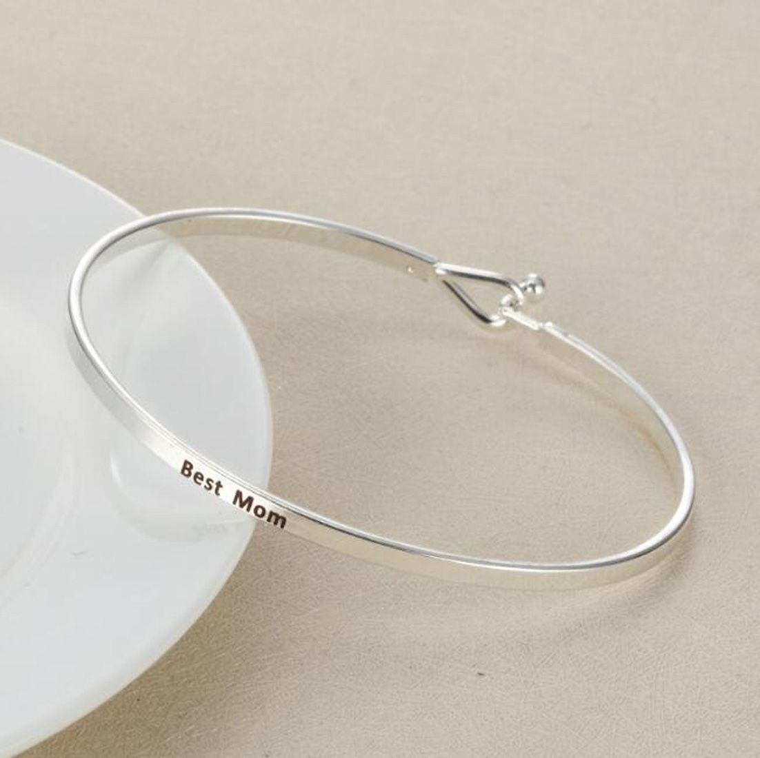 baby silver bangle personalised