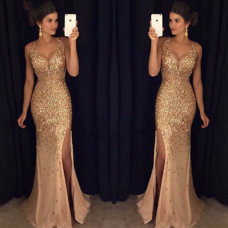 vestido para formatura dourado