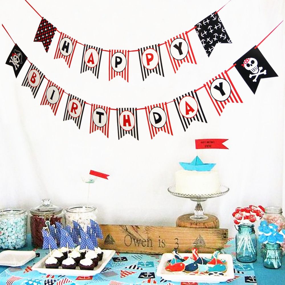 Bunting Mermaid and Pirate Birthday Banner Decoration Party