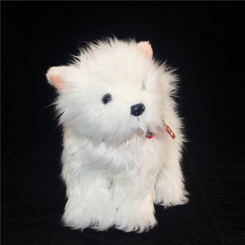 stuffed animal white dog