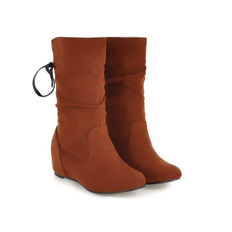 ladies wedge mid calf boots