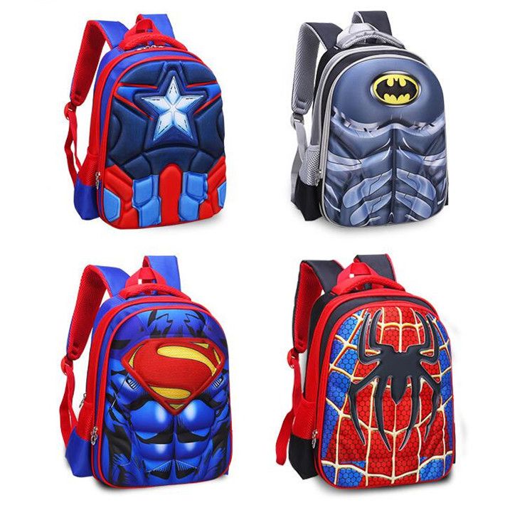 sonrojo Permanecer Palacio de los niños Spiderman Anime Mochila 3D Capitán América Superman Ironman Mochila escolar  Primaria Mochilas escolares Mochila regalo