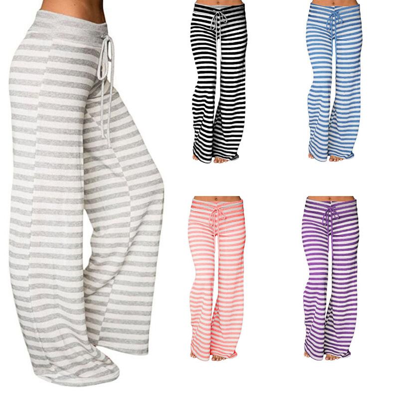 ladies black and white striped pants