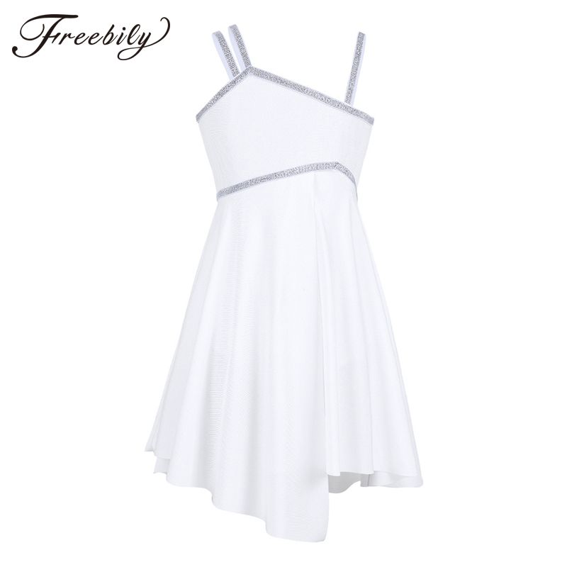 Kids Girls Dancewear Outfit Shiny Jazz Ballet Dance Stage Performance Tutu Dress