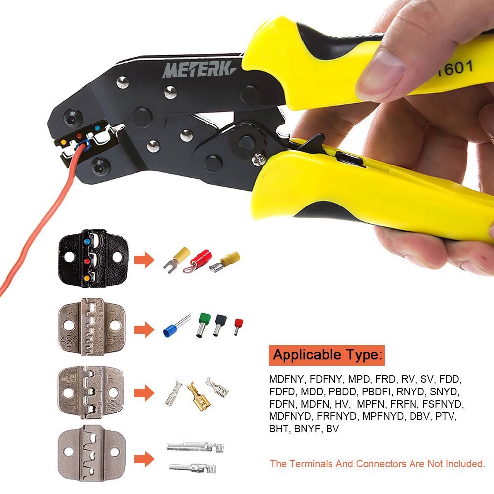 US Insulated Cable Connectors Terminal Ratchet Crimping Tool Wire Crimper Pliers 