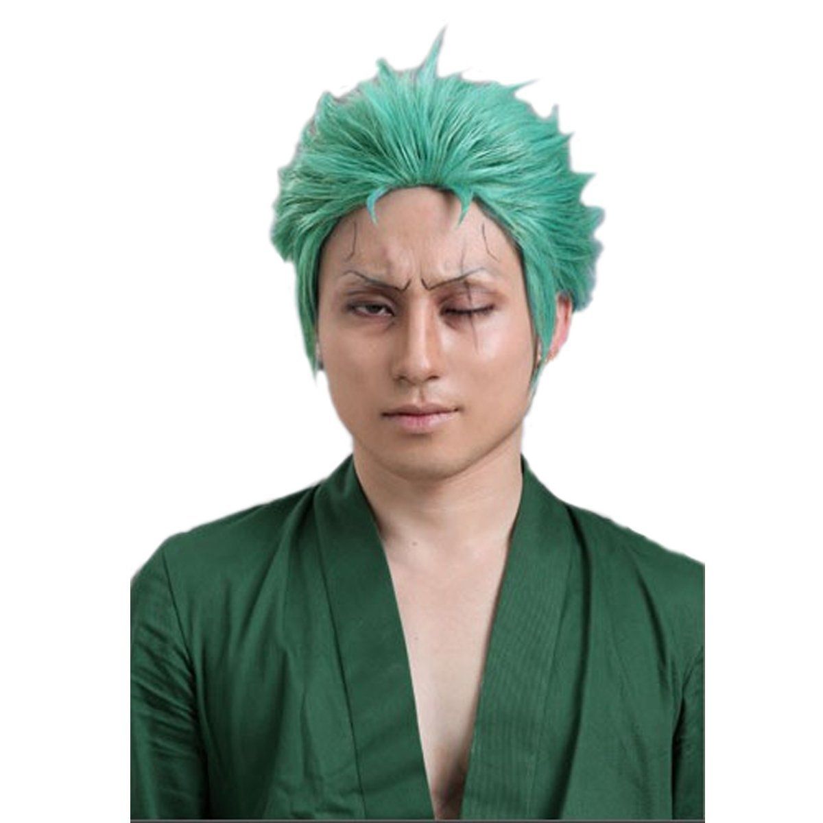 Mens Anime Cosplay Party Costume Wig for Roronoa Zoro One Piece Short Blue