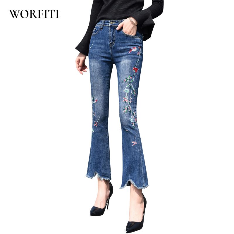 ankle length bell bottom jeans