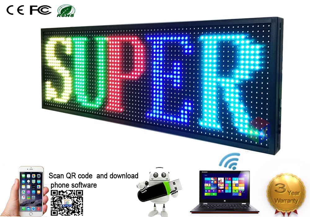 compre 360x1000mm programable led de desplazamiento de desplazamiento mensaje de pantalla led panel interior tablero de color completo a 265 52 del