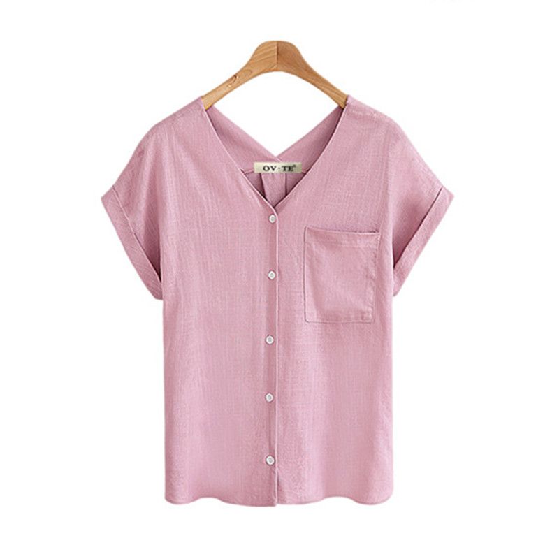 camisa de linho feminina rosa