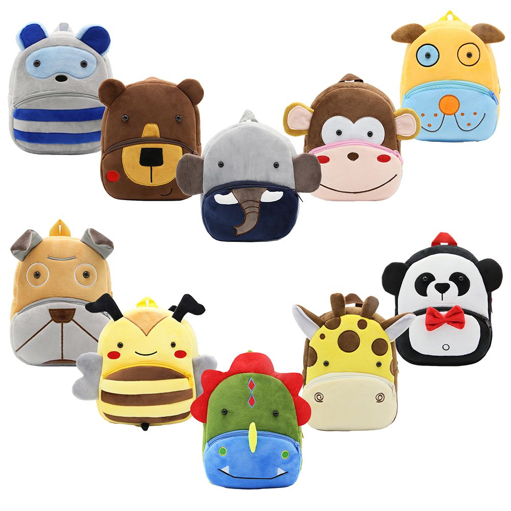 Niños animales de peluche Mochilas dinosaurio cachorro panda Moneky oso elefante jirafa 30 diseños hombros