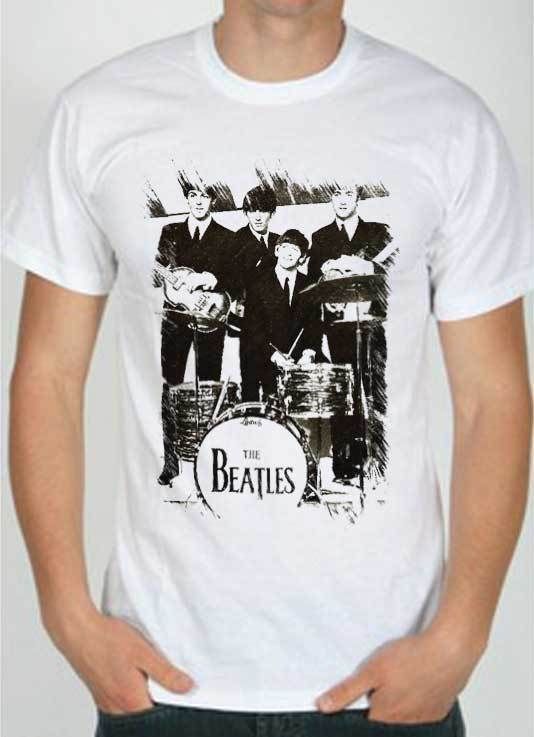 T Shirt Beatles Maglietta Bianca Con Disegno Ad Effetto Matita Bianco E Nero Coolest Tees Awesome Tee Shirt From Tshirtgods 1206 Dhgatecom