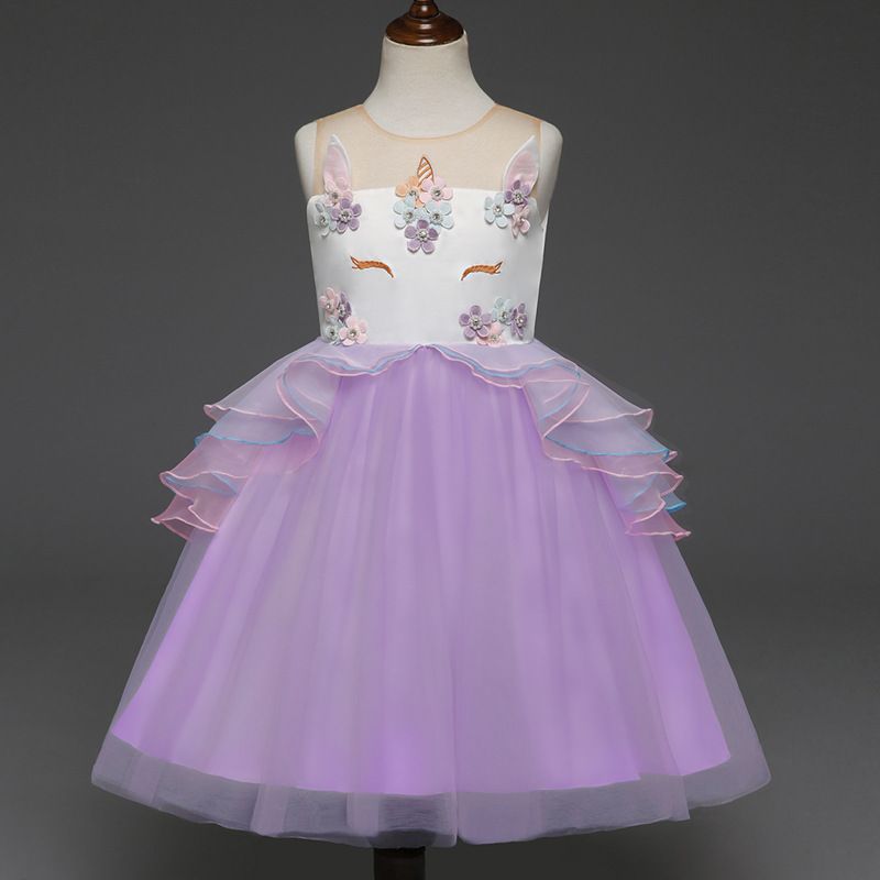 Compre 2 A 6 Anos Meninas Vestido Unicorn Verão, Flores / Pérolas Roupa, Celebração Festiva, Crianças Adolescente Roupas Boutique Tule, R1AQ510DS 40 De Elevenstory_dh, $77,76 | Pt.Dhgate.Com