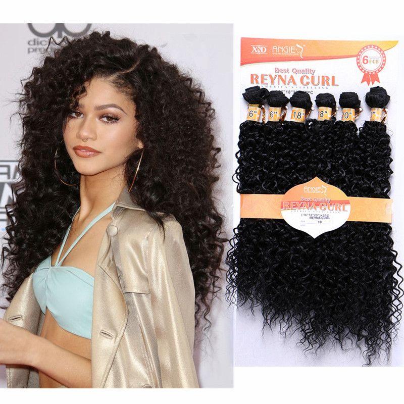 Water Wave 16-20inch 6pcs/pack Hair Weaving Kinky Curly Synthetic Hair Extensions Black 1B #613 Blonde Double Weft Hair Weave Bundles Water Wave 16-20inch 6pcs/pack Hair Weaving Kinky Curly Synthetic Hair Extensions Black 1B #613 Blonde Double Weft Hair Weave Bundles