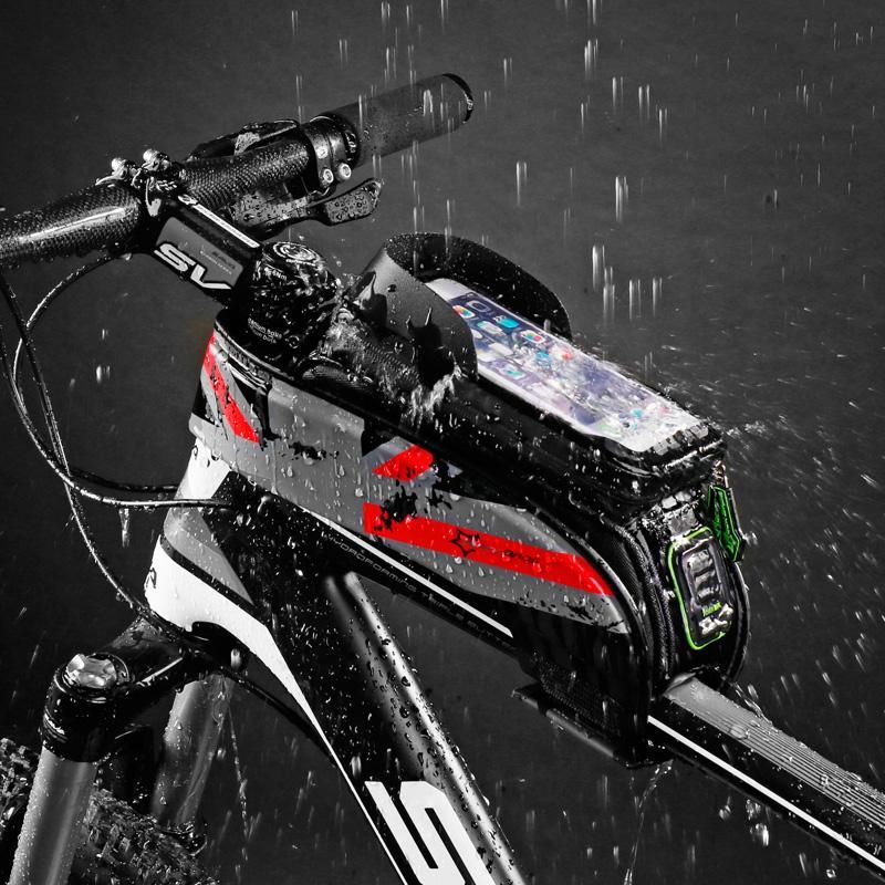 ROCKBROS Bolsa de Bicicleta Cuadro Impermeable Desmontable para Manillar y Tubo Superior para Teléfono Móvil con Pantalla Táctil 6,0” para Bicis MTB Bici de Carretera