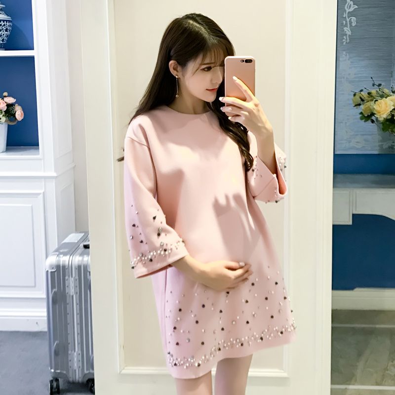 Compra Otoño Moda Coreana Abrigos De Maternidad Abalorios Camisa Suelta Ropa  Para Mujeres Embarazadas Elegante De Gran Tamaño Embarazo Tops Barato |  Entrega Rápida Y Calidad | Es.Dhgate
