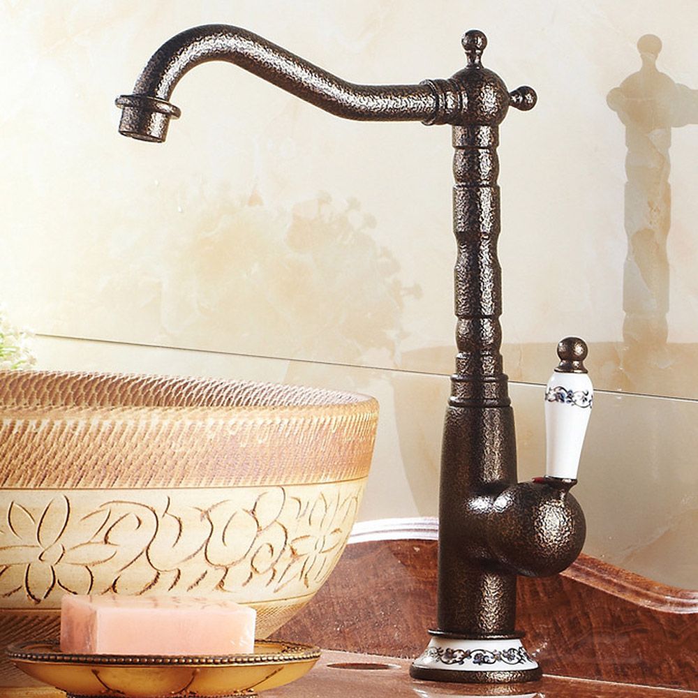 Bathroom Basin Vanity Waterfall Sink Mixer Tap Antique Brass Faucet Deck Mount