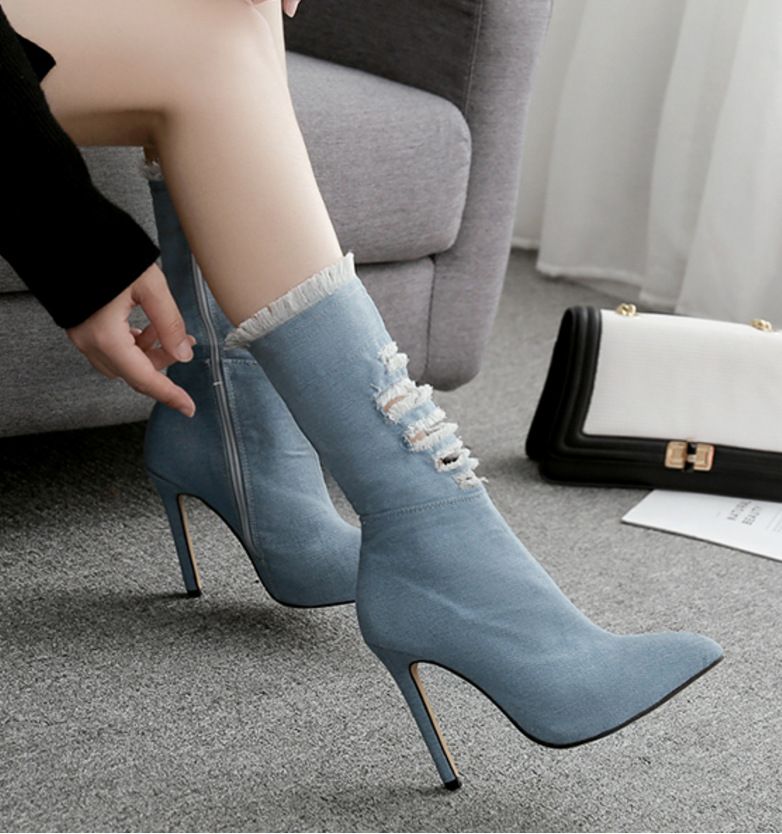 ladies denim boots