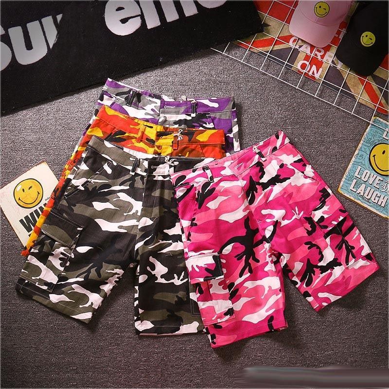 camo shorts pink