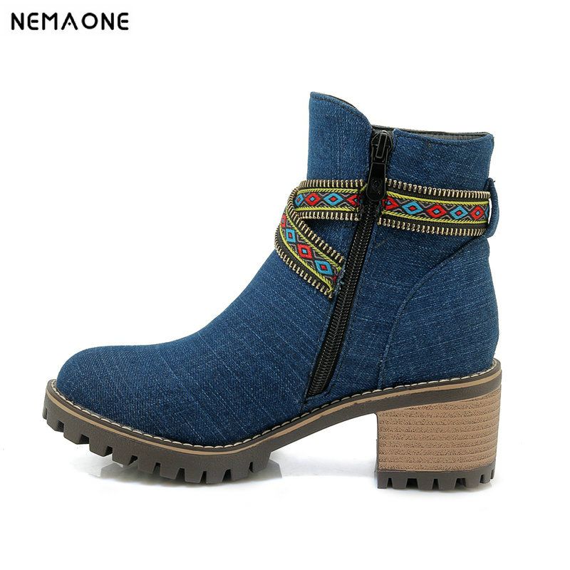 ladies denim boots