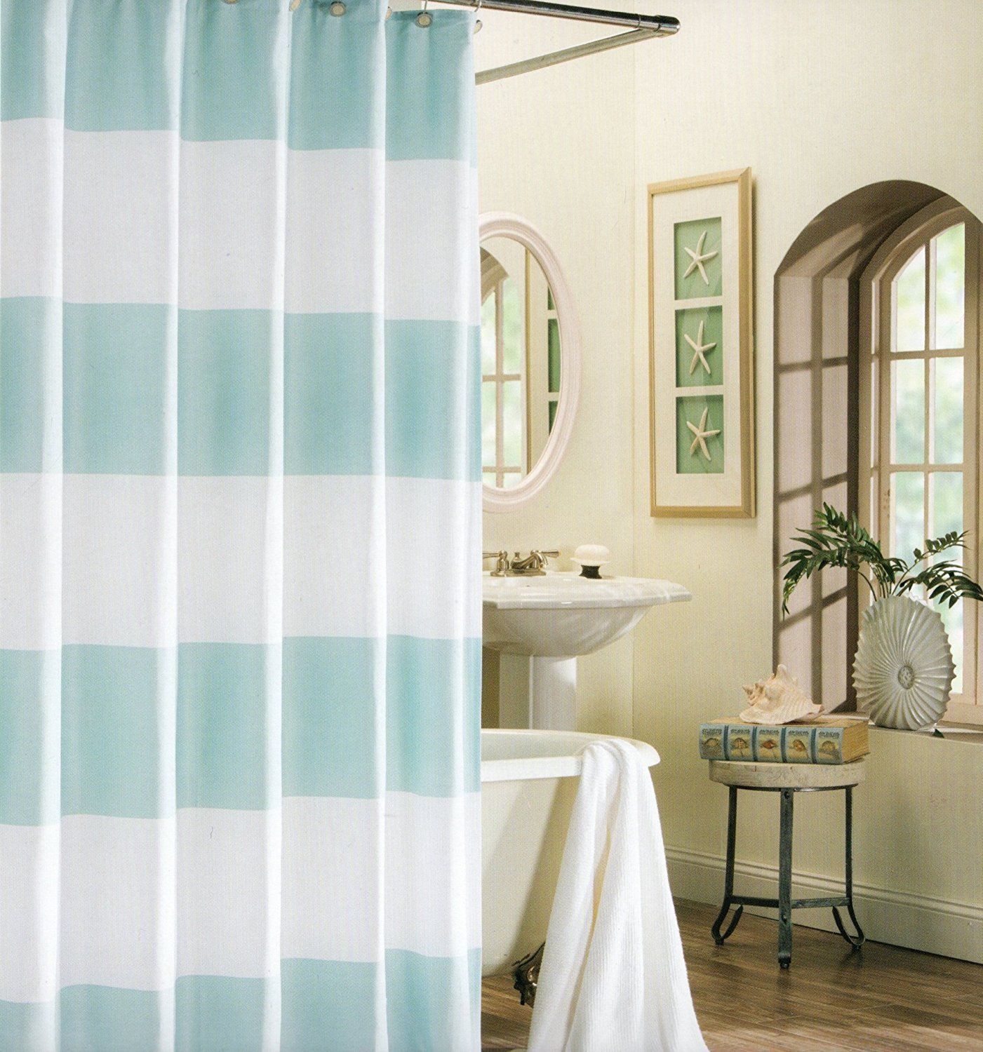 2019 Memory Home 100 Polyester Shower Curtain Wide Stripes Fabric