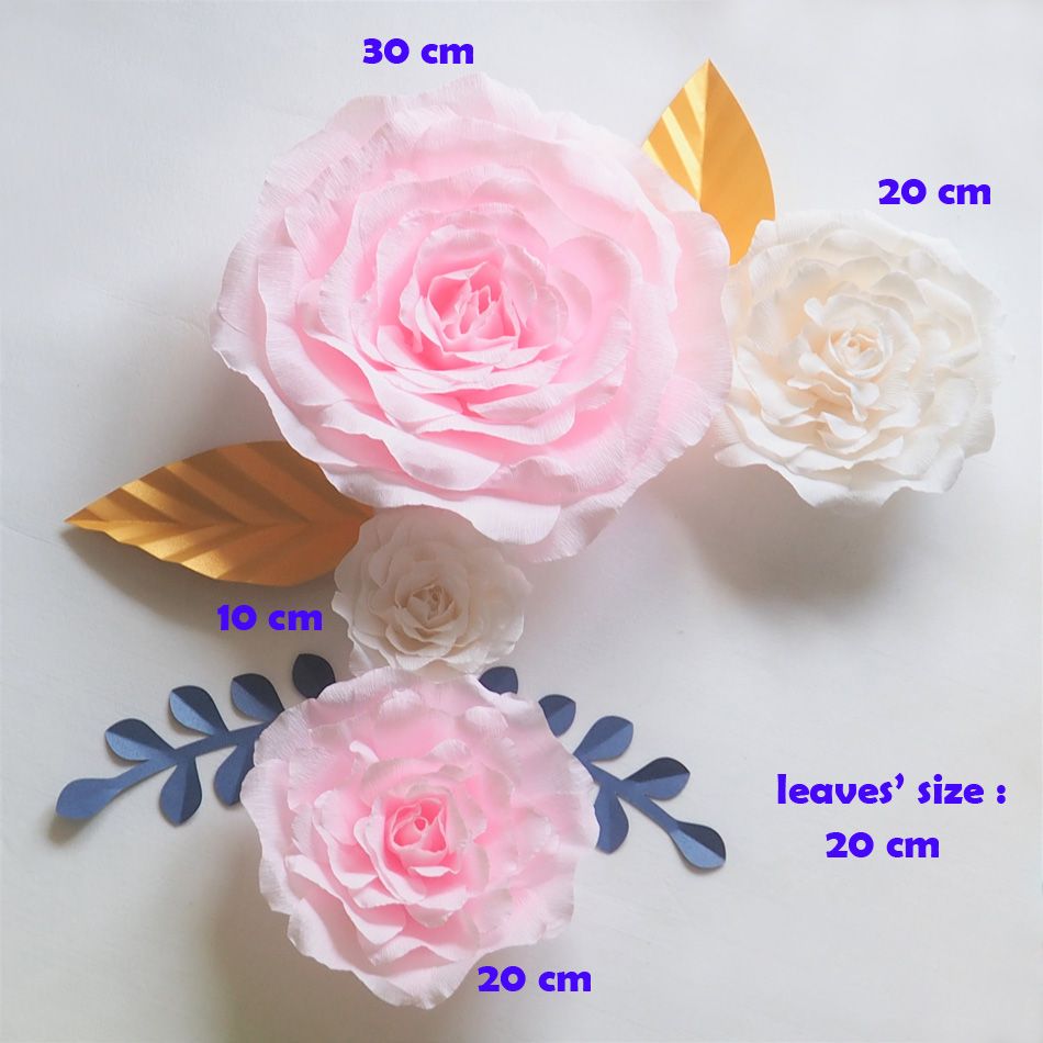 Crepe Gigante Flores De Papel Pano de Fundo Artesanal de Papel Crepom  Artesanal Rose 4 PCS