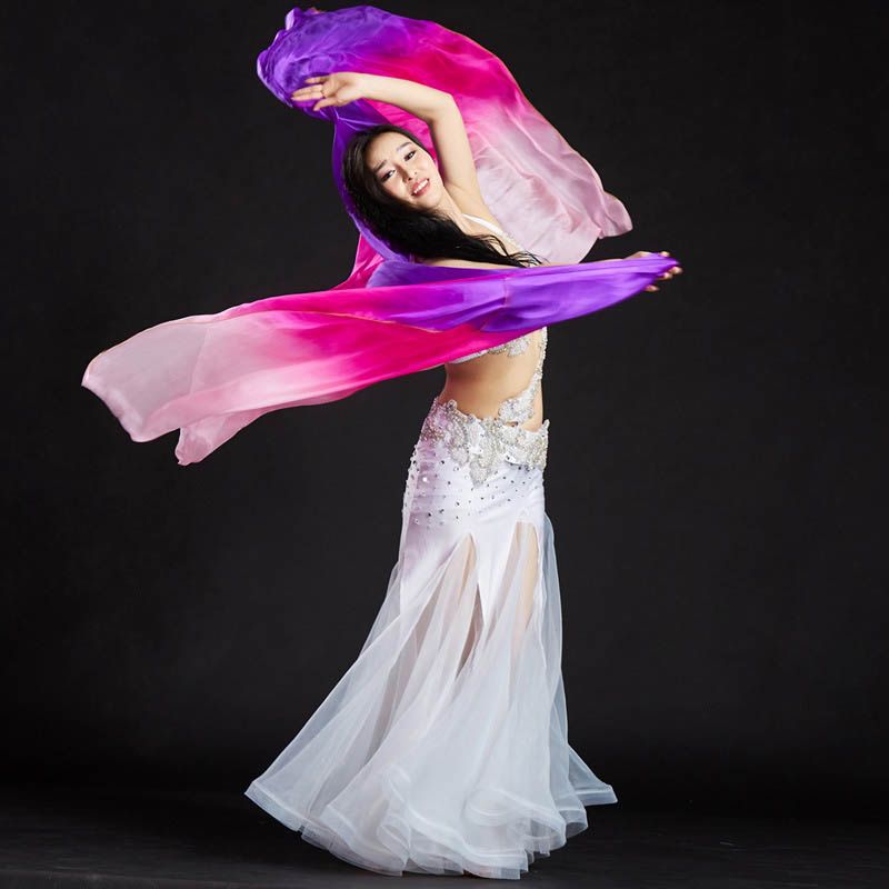 100% Silk Stage Performance Dancewear Belly Dance pattern Silk Shawls Veils 
