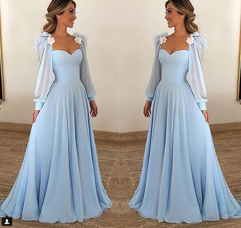 Grosshandel 19 Abendkleider Himmel Blau Lange Armel Chiffon Abendkleider Abendkleid Vetido De Festa Kleider Abendkleidung Von Ifgirl 116 53 Auf De Dhgate Com Dhgate