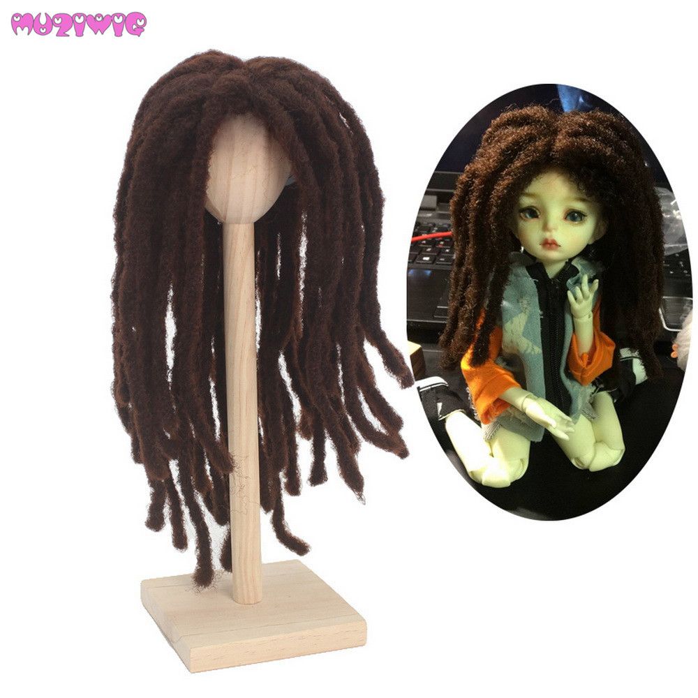 New Arrival Muziwig Wholesale Synthetic Fiber Soft Dreadlocks Hair Braiding Wigs For 1 3 Bjd Dolls Wig Only Barbie Doll Furniture And Accessories