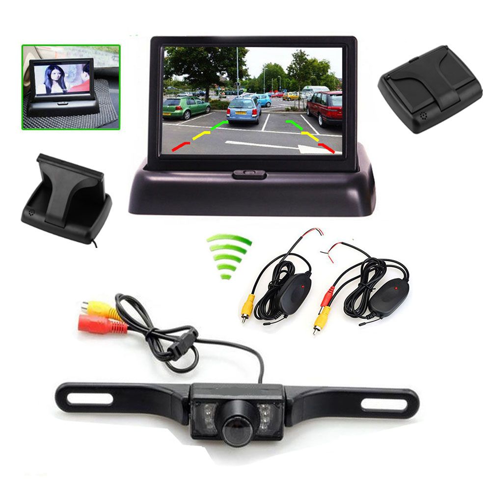 4.3/" TFT LCD Folding Foldable Monitor Car Reversing Camera Waterproof Rear ##