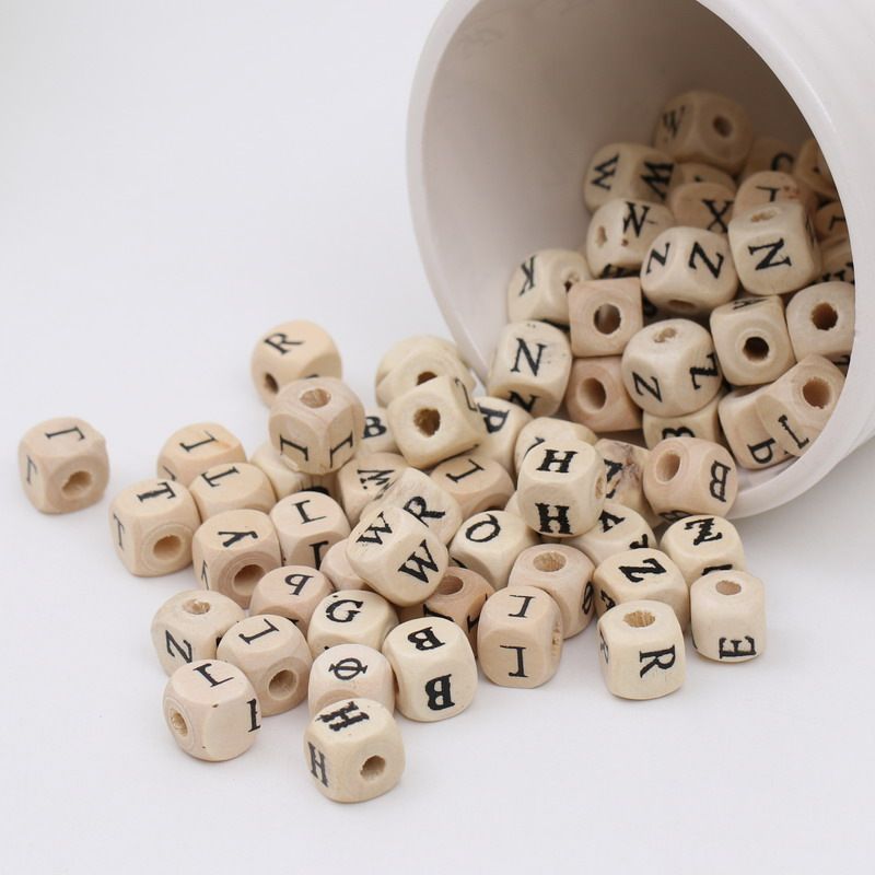 2021 10mm Wood Alphabet Beads Lettere Alfabeto Perle En Bois Letras ...
