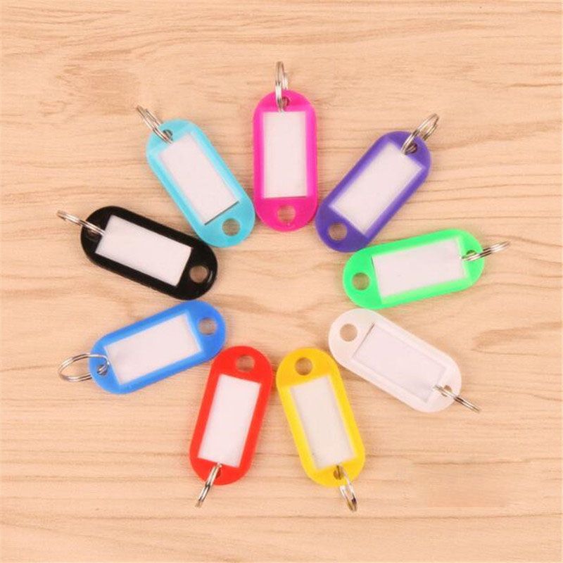 Crystal Plastic Key ID Label Tags Card Split Ring Keyring Keychain New