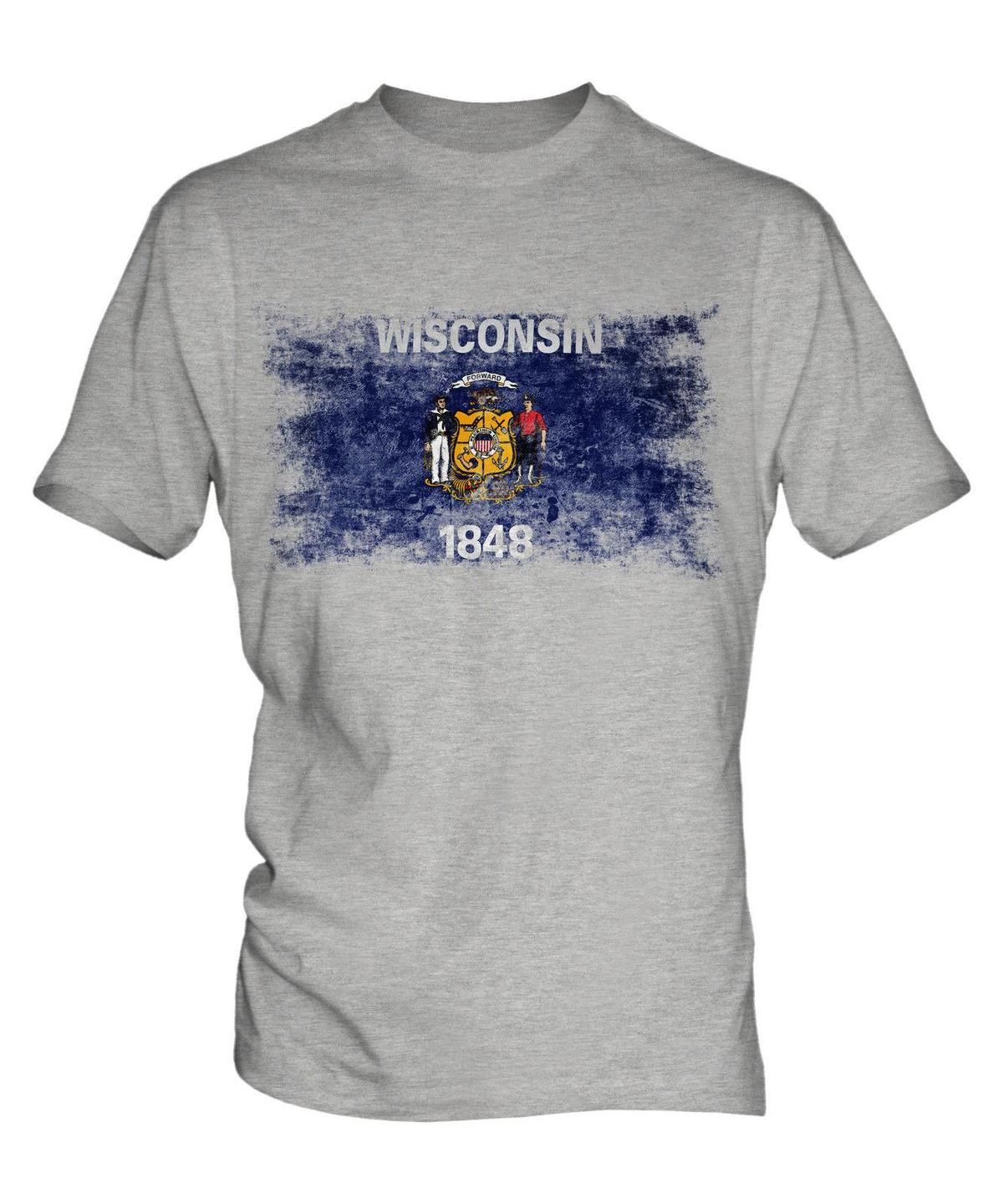 Wisconsin State Flag Distressed T-Shirt