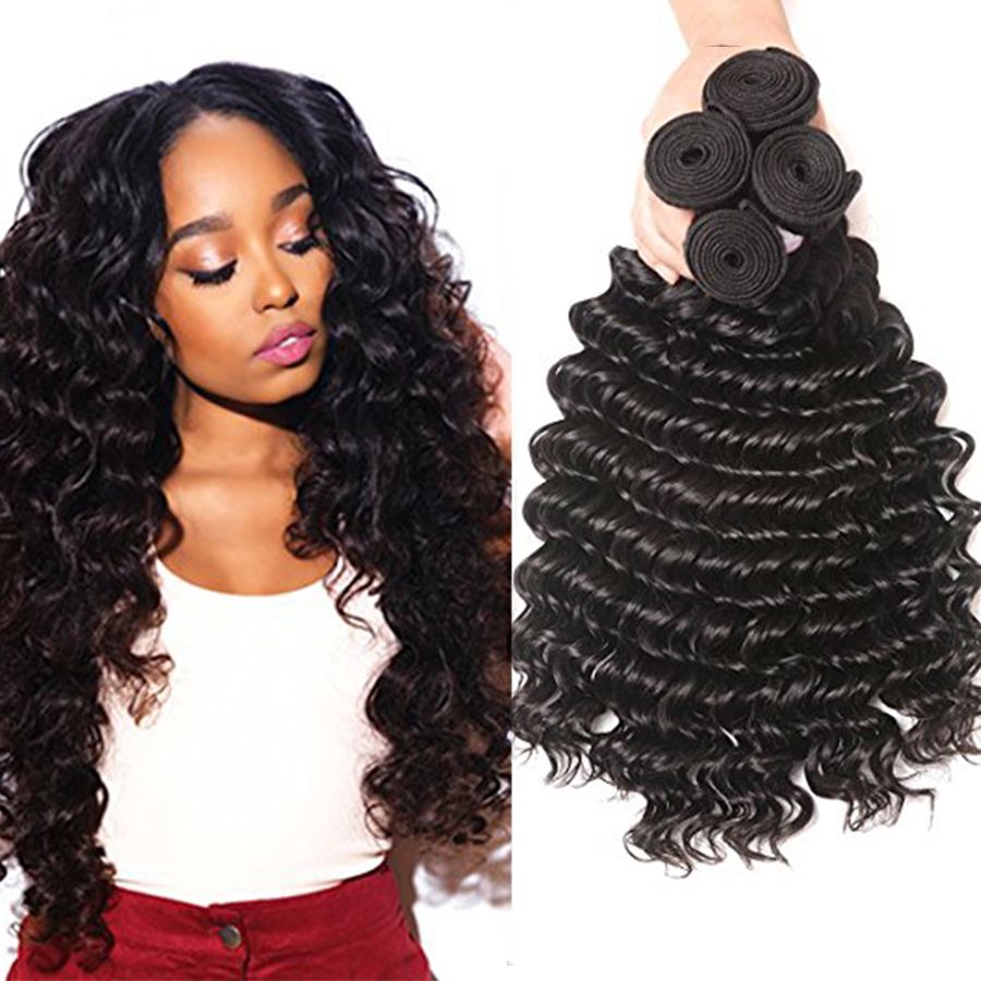 2020 Grade 7a 10 28 Inches Deep Wave Hair Weaves 4 Bundles Full
