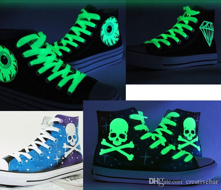 Zapatillas de deporte luminosas Cordones de los zapatos Brilla en oscuridad Cordones de zapatos fluorescentes Cordones los cordones Cuerdas Cordones reflectantes seguridad