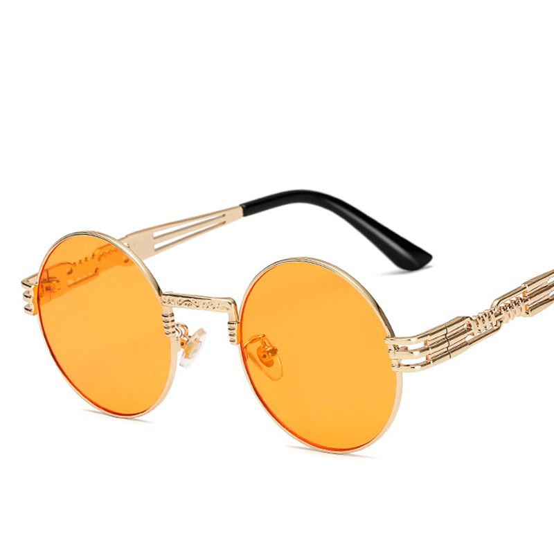 Mens Women CLASSIC VINTAGE Style SUN GLASSES Round Gold Frame Purple /& Pink Lens