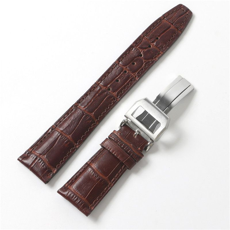 22mm brown leather silver buckle