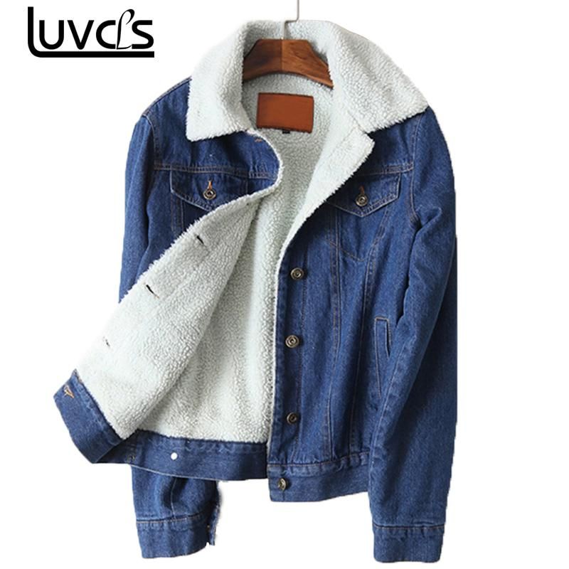 Womens Warm Fur Pilot Jacket Lining Front Button Flat Pocket Denim Jacket Womens Warm Fur Pilot Jacket Lining Front Button Flat Pocket Denim Jacket
