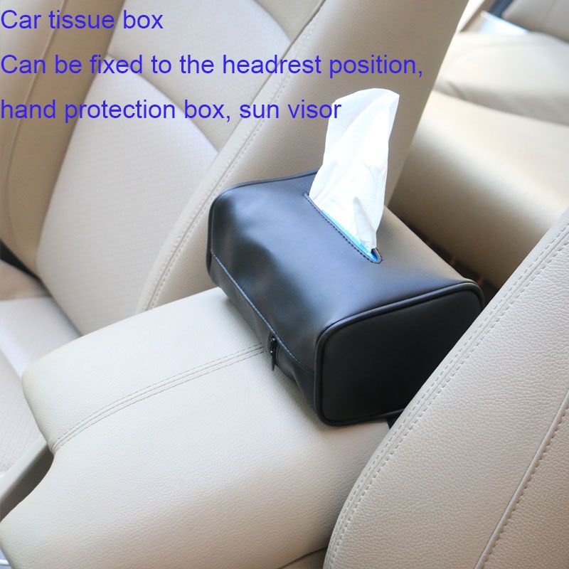 Leather Tissue Storage Box Car Back Seat Napkin Holder Headrest Paper Cover Case 