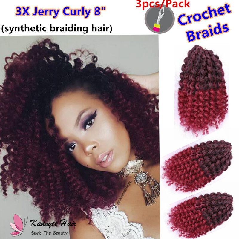 Mali Bob 8 Pack Synthetic Jerry Curly Crochet Braid Hair